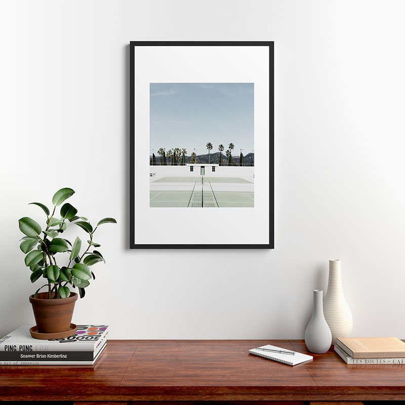 Tennis At Hearst by almostmakesperfect - Framed Art Print Modern Black 24" x 36" - Image 1