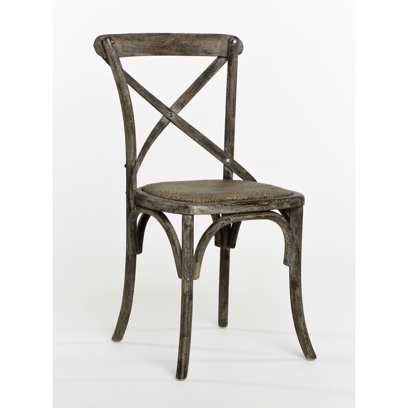 Zentique Parisienne Cafe Solid Wood Cross Back Dining Chair Color: Limed Charcoal Oak - Image 0