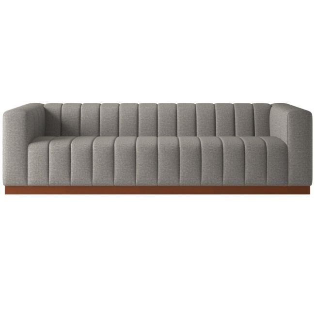 Forte 101" Taylor Felt Grey Sofa with Walnut Base - Image 0