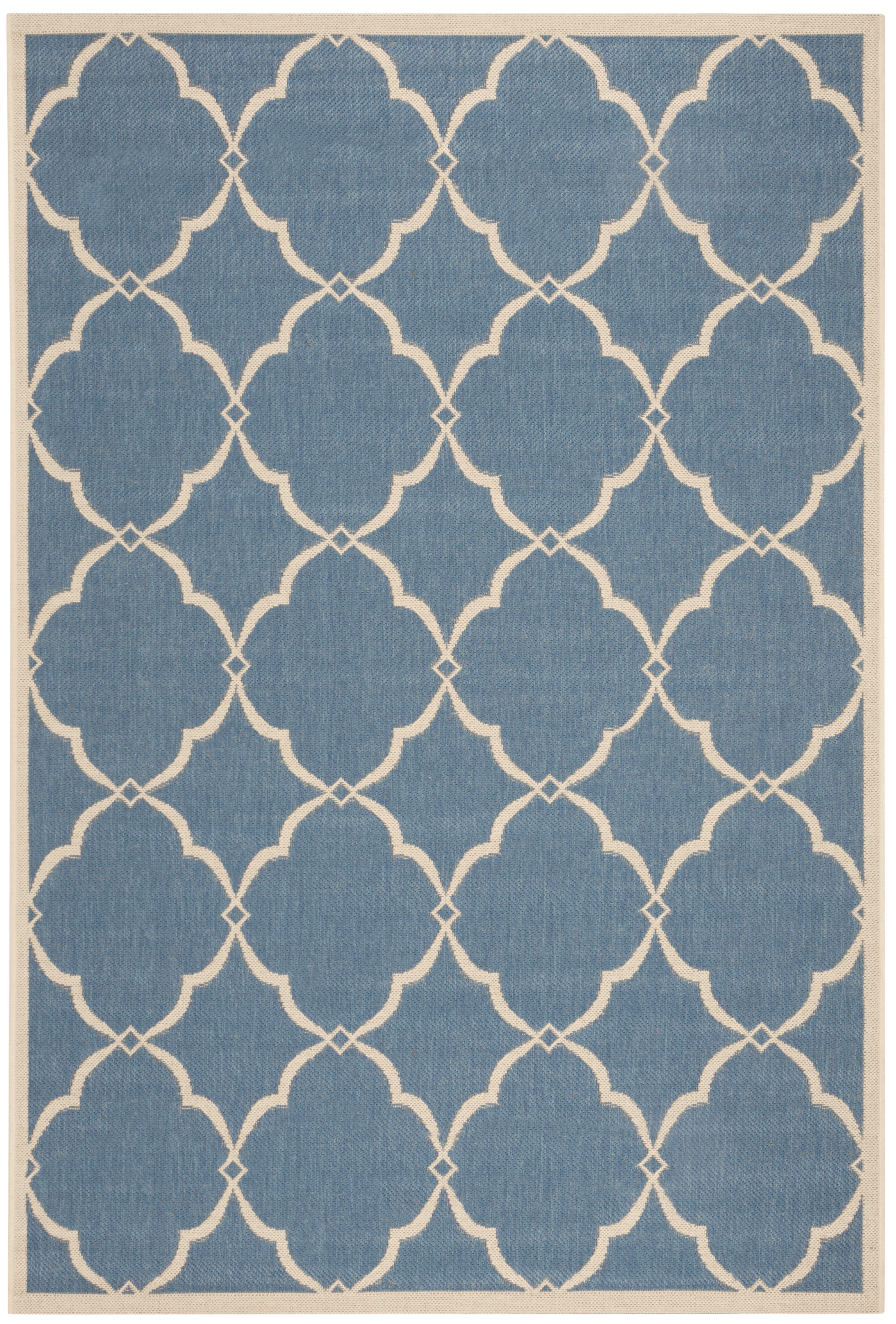 Arlo Home Indoor/Outdoor Woven Area Rug, LND125M, Blue/Cream,  5' 1" X 7' 6" - Image 0