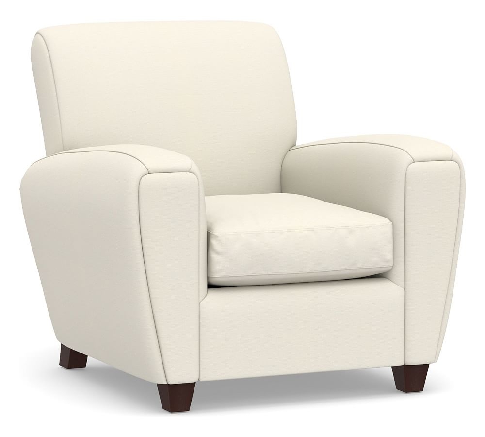 Manhattan Square Arm Upholstered Armchair, Polyester Wrapped Cushions, Textured Twill Ivory - Image 0