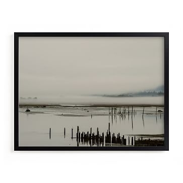 Minted Fog At The Beach, 24X18, Full Bleed Framed Print, Black Wood Frame - Image 0