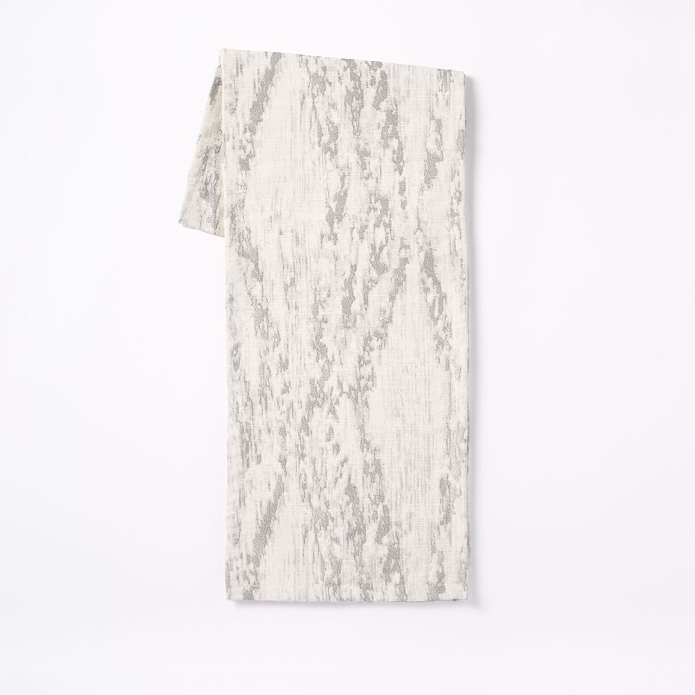 Bark Textured Table Runner, White/Silver - Image 0
