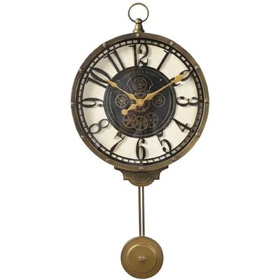 12 Inch Industrial Wall Clock, Metal Pendulum Wall Clock, Art Deco Style Wall Clock For Living Room, Rustic Farmhouse Wall Clock, Steampunk Clock Gear, Housewarming Gift - Image 0