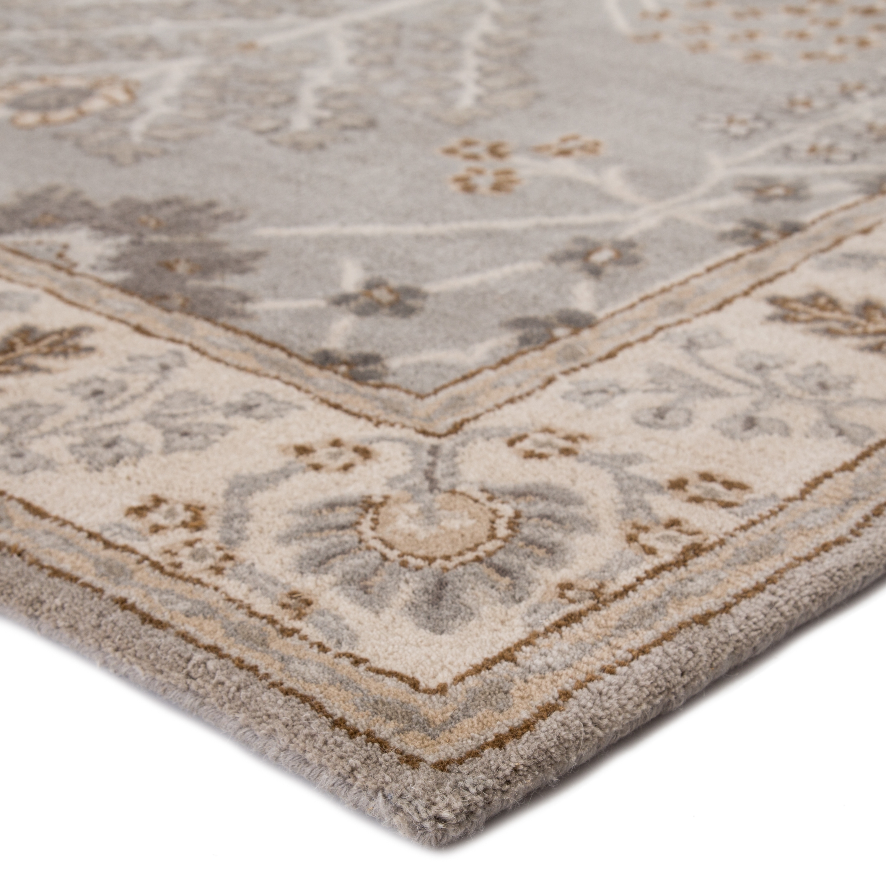 Chambery Handmade Floral Gray/ Beige Area Rug (8' X 10') - Image 1