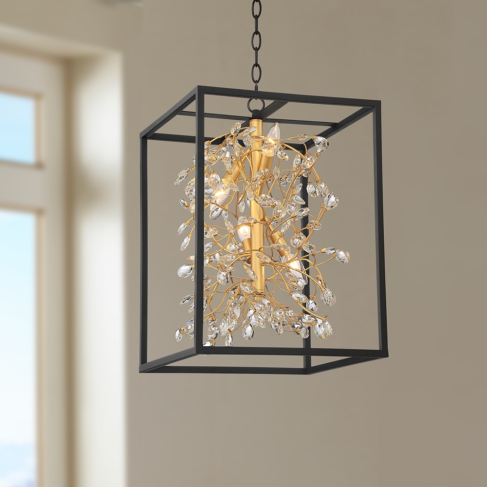 Possini Euro Carrine 15 1/4" Wide Black and Gold 4-Light Pendant Light - Image 0