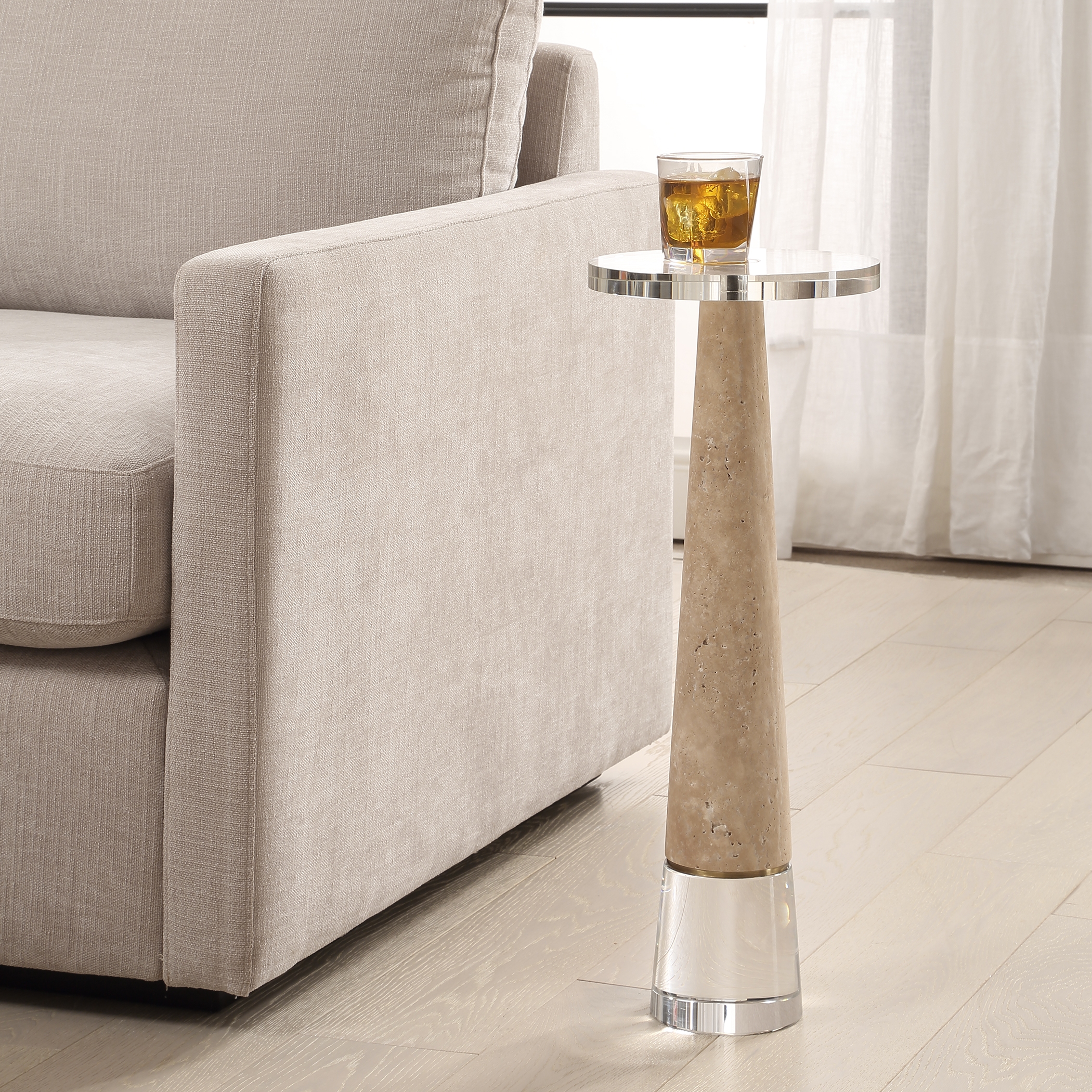 Niari Travertine Drink Table - Image 1