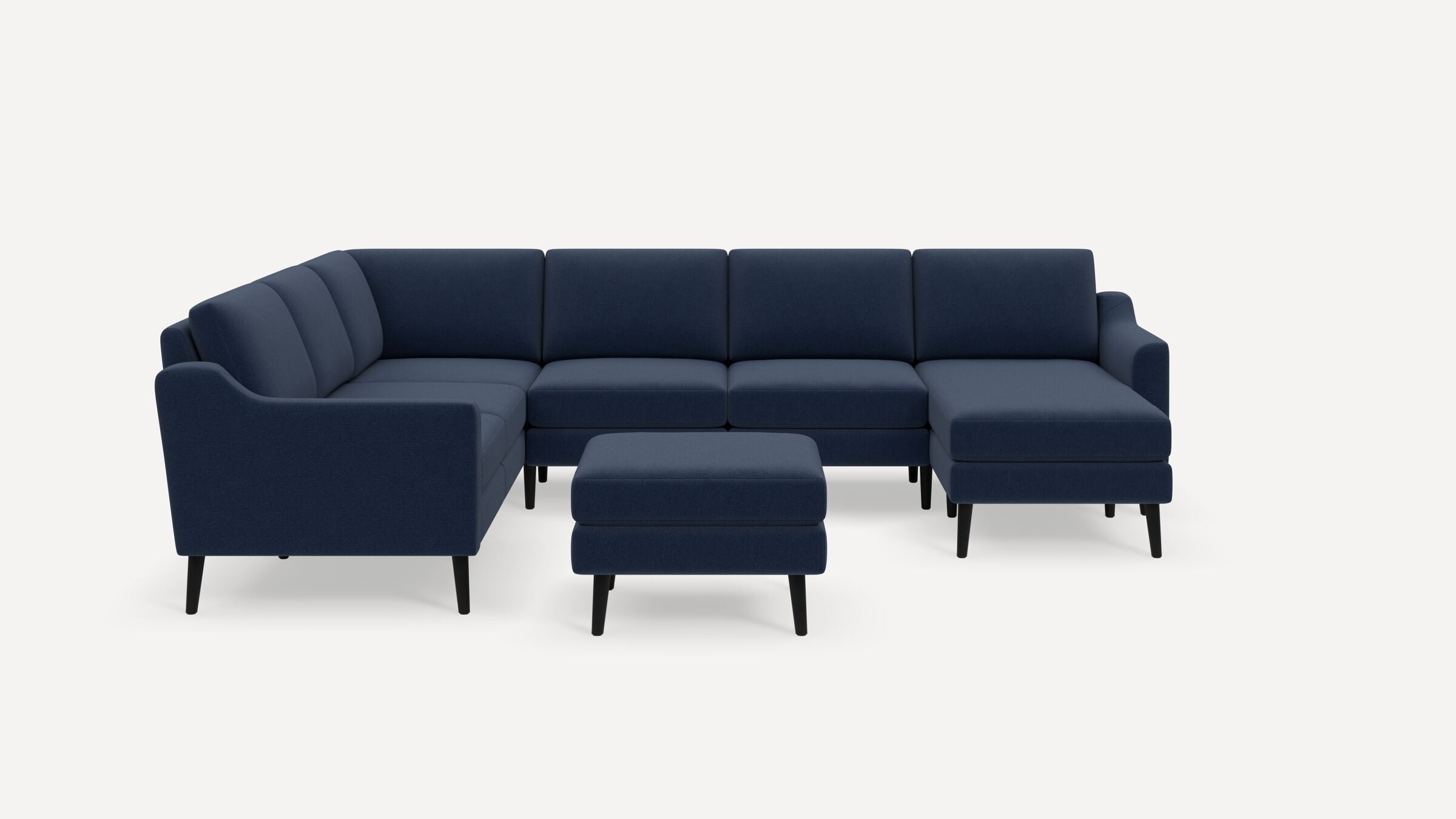 Nomad 6-Seat Corner Sectional with Chaise and Ottoman - Navy Blue - Performance Flatweave / Ebony - Wood / Slope - Image 0