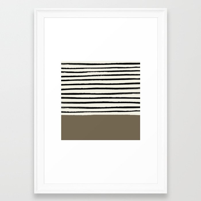 Cappuccino X Stripes Framed Art Print by Leah Flores - Scoop White - SMALL-15x21 - Image 0