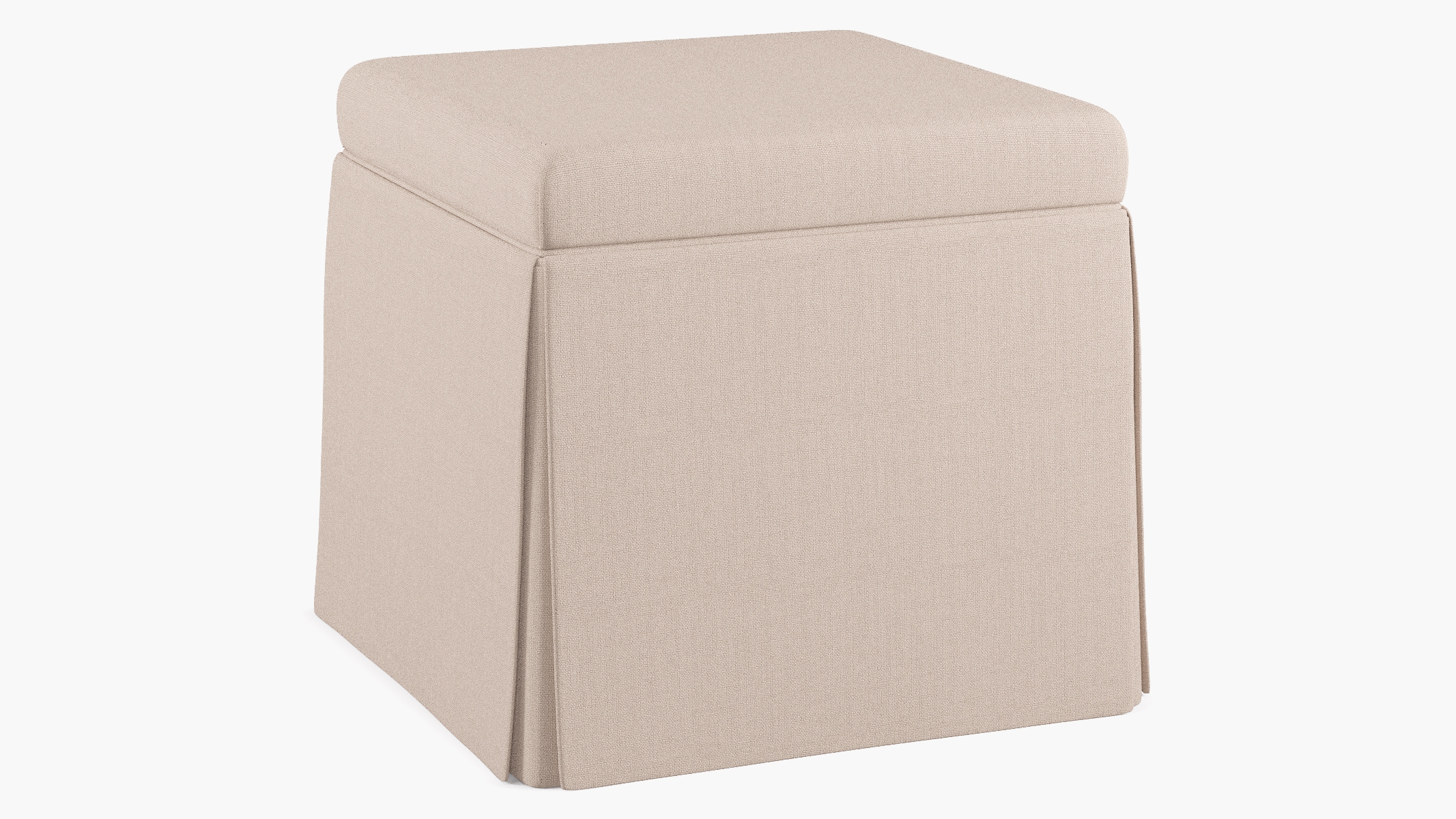 Skirted Storage Ottoman, Husk Everyday Linen - Image 1