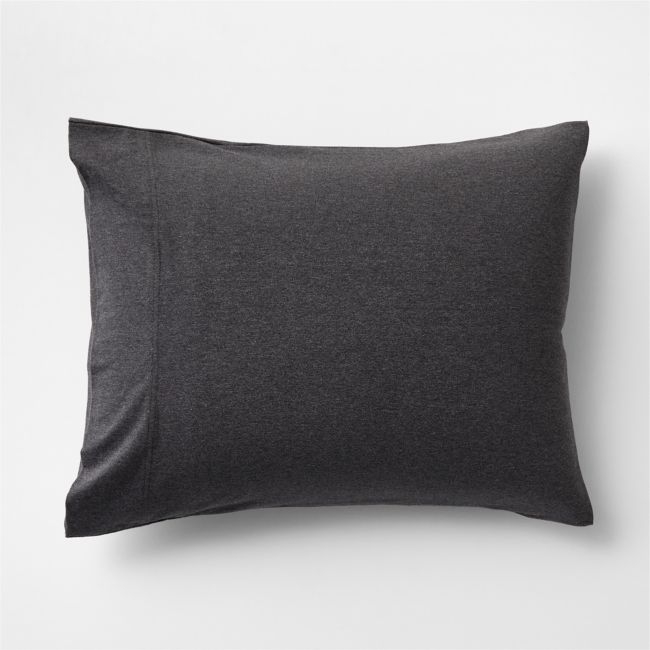 Cozysoft Organic Cotton Jersey Charcoal Grey Standard Pillow Sham - Image 0