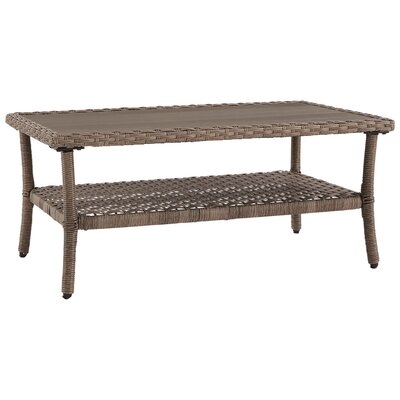 Cocktail Table With Woven Resin Top, Gray - Image 0