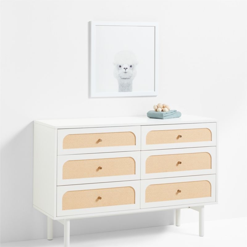 Baby Alpaca White Wood Framed Wall Art Print - Image 3