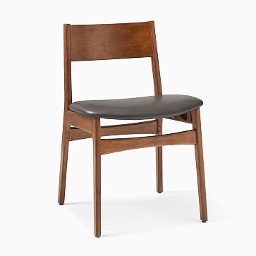Baltimore Dining Chair, Vegan Leather, Cinder, Walnut, Set of 2 - Image 1