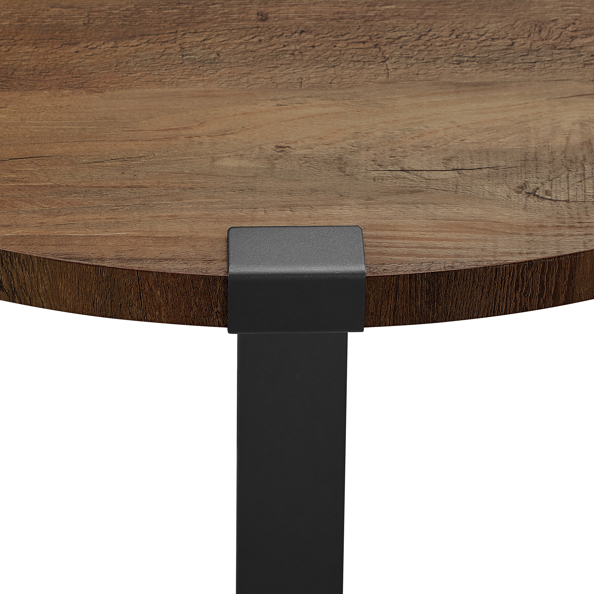 Faux Wrap Leg Urban Industrial Round Coffee Table - Rustic Oak/Black - Image 6
