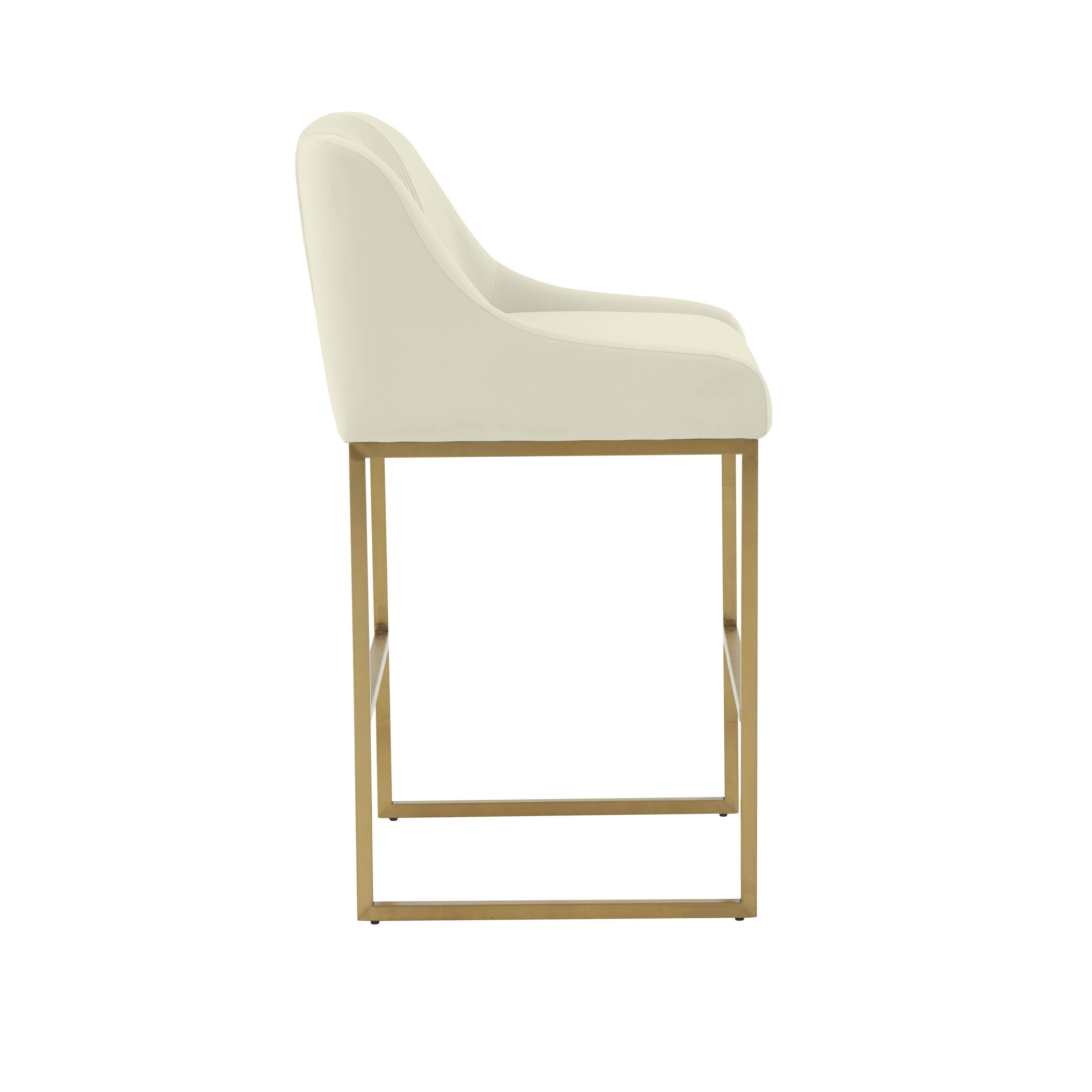 Lisa Cream Pleated Velvet Counter Stool - Image 2