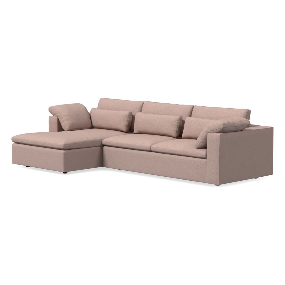 Harmony Modular 123" Left Multi-Seat 2-Piece Sleeper Sectional w/Storage, Chenille Tweed, Mauve - Image 0
