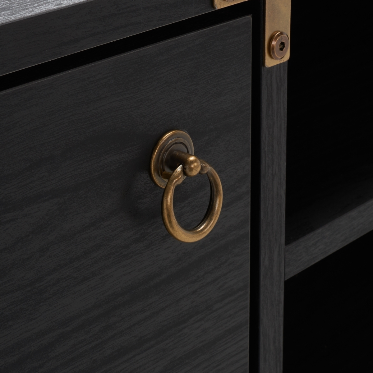 Galio 2 Door 2 Shelf Media Stand - Black / Gold - Safavieh - Image 3