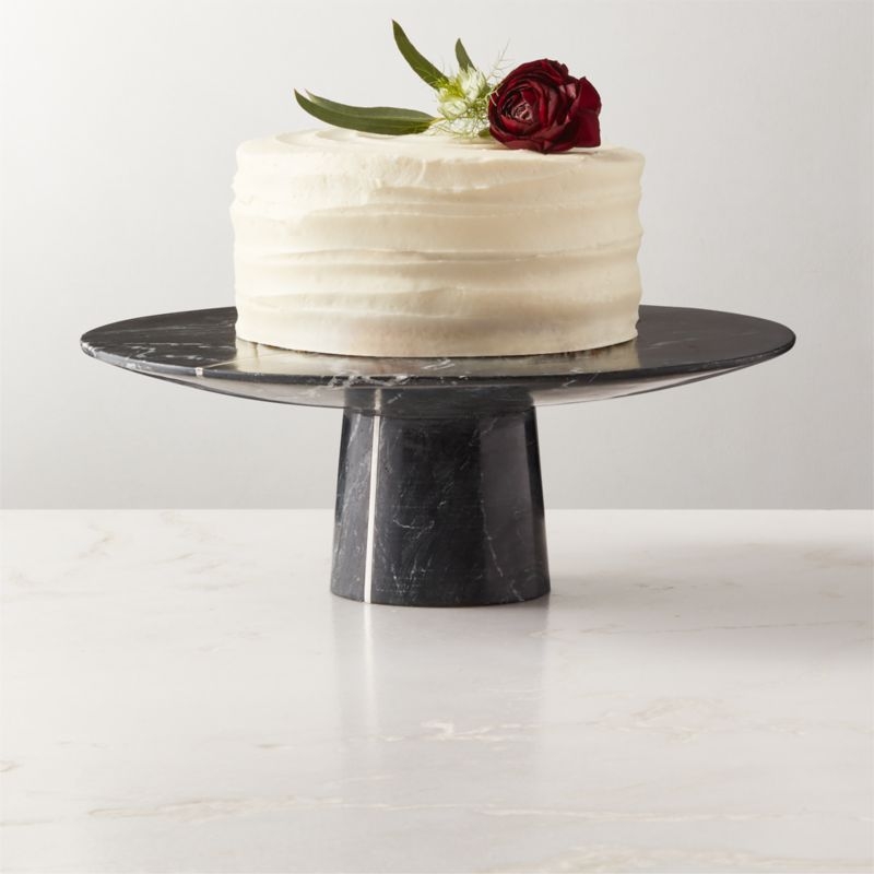Cyloh Black Marble Pedestal Cake Stand - Image 1