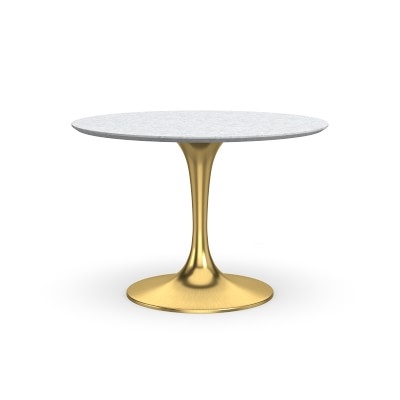Tulip Pedestal Oval Dining Table, Polished Nickel Base, Walnut Top - Image 4