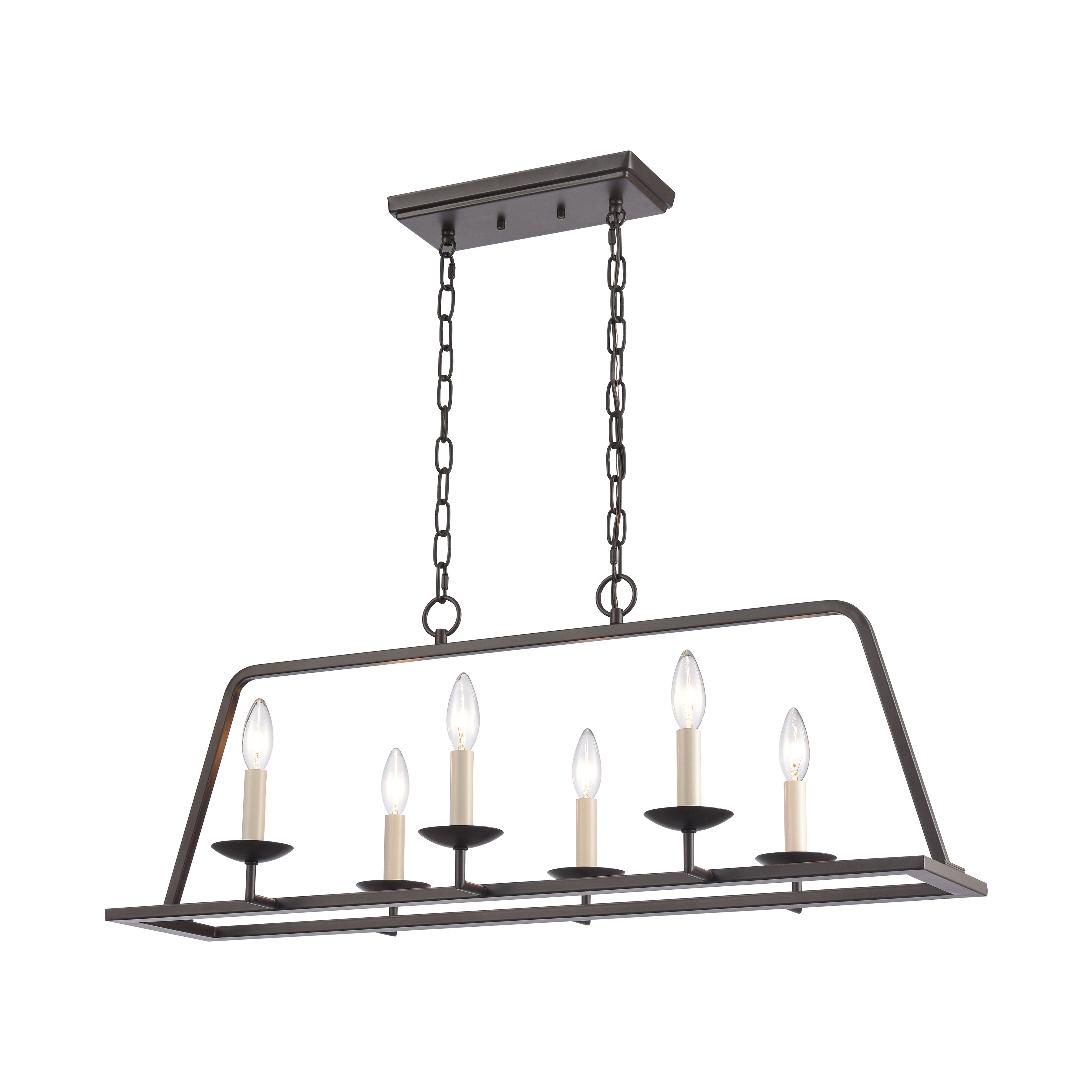 Joanie 34'' Wide 6-Light Linear Chandelier - Old Bronze - Image 6