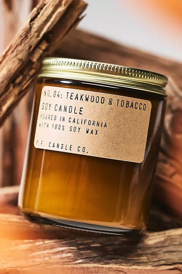 Woody Teakwood & Tobacco Glass Candle - Image 0