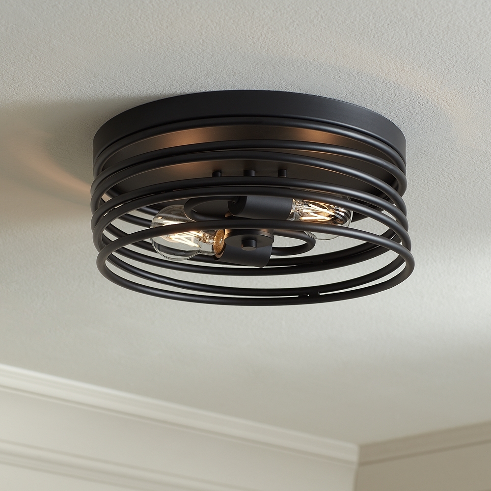 Possini Euro Beardsley 13" Wide Black 2-Light Ceiling Light - Image 0