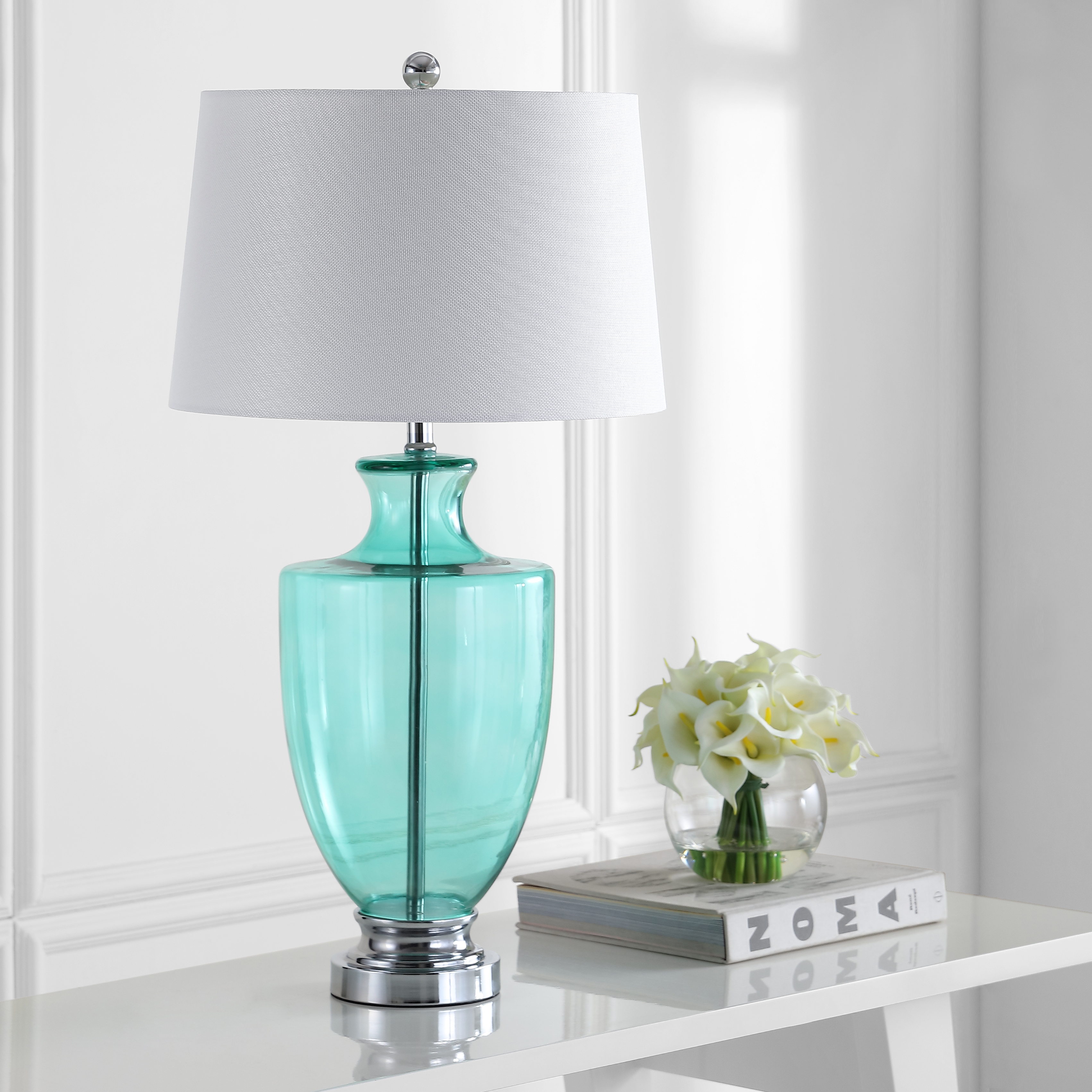 Desiree 30-Inch H Glass Table Lamp - Green - Safavieh - Image 3