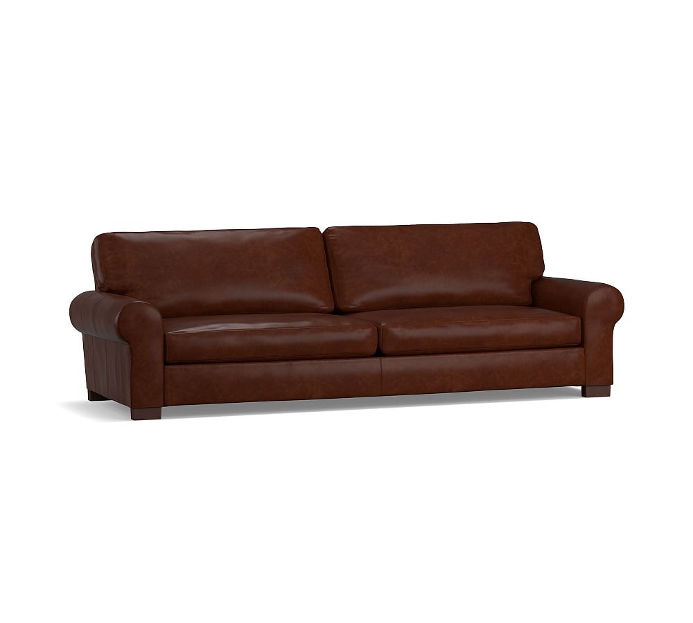 Turner Roll Arm Leather Grand Sofa 109" 2X2, Down Blend Wrapped Cushions, Churchfield Ebony - Image 0