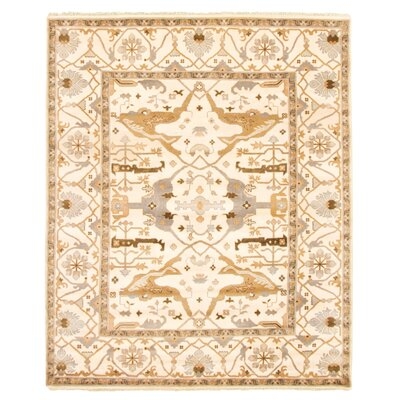 One-of-a-Kind Hand-Knotted New Age 8'2" x 9'11" Wool Area Rug in Ivory/Brown - Image 0