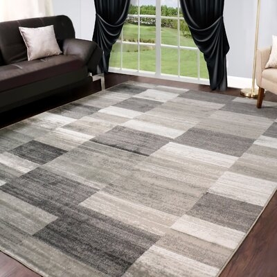 Neo Modern Geometric Polypropylene Silver Indoor Area Rug By Haus&Home - Image 0