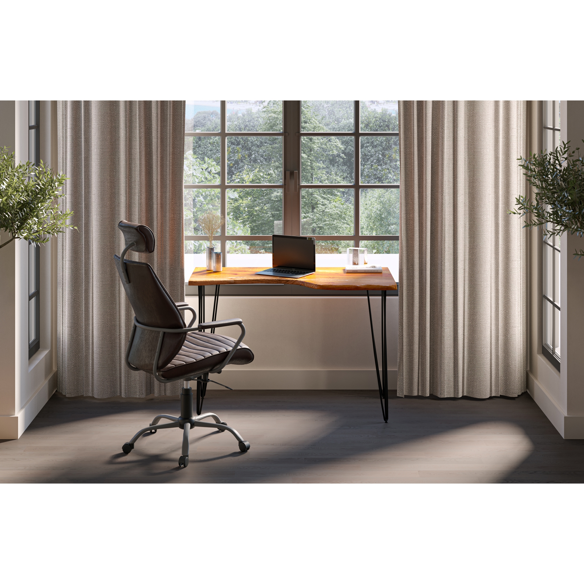 Executive Office Chair Dark Brown Leather - Image 8