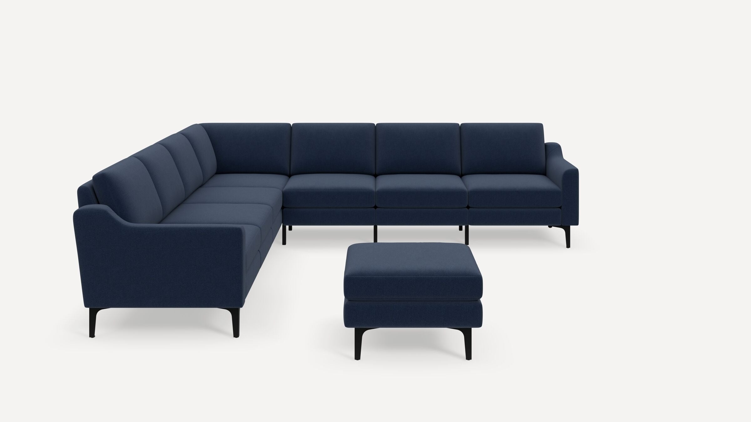 Nomad 7-Seat Corner Sectional with Ottoman - Navy Blue - Performance Flatweave / Black - Metal / Slope - Image 0
