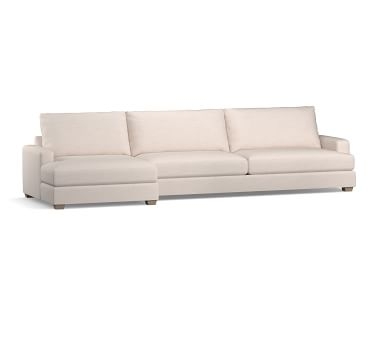 Canyon Square Arm Upholstered Right Arm Sofa with Double Chaise SCT, Down Blend Wrapped Cushions, Performance Heathered Basketweave Platinum - Image 4
