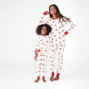 Adult Modern Smiley Santa Tight Fit Pajama, X-Small, Red/White, WE Kids - Image 2