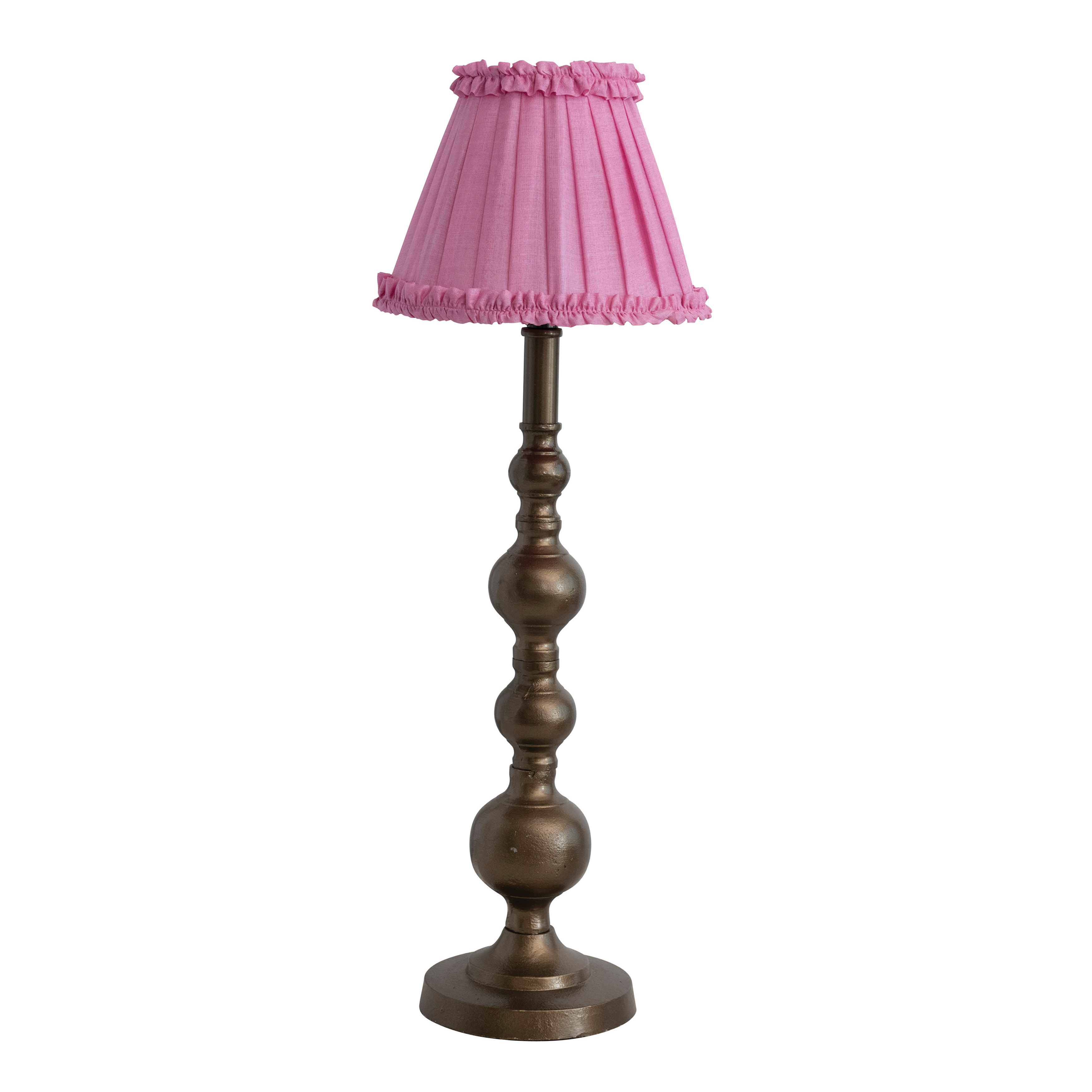Sculptural Metal Table Lamp with Pleated Shade