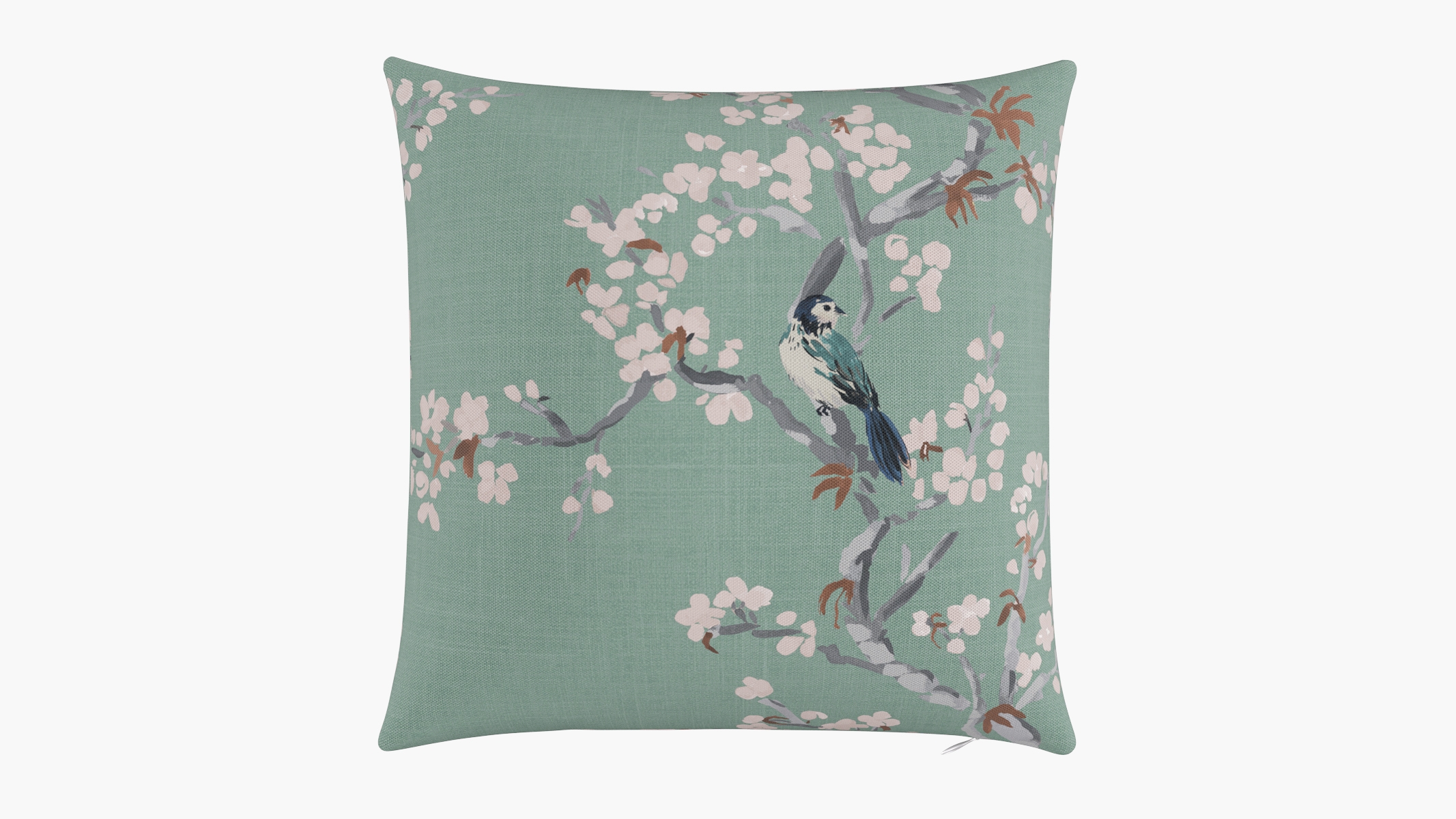 Throw Pillow 20", Mint Cherry Blossom, 20" x 20" - Image 0