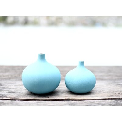 2 Piece Ashlock Sky Blue Porcelain Table Vase Set - Image 0