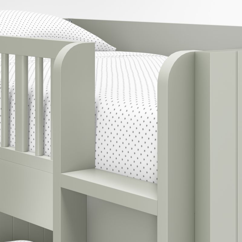 Finn Sage Green Wood Kids Convertible Bunk Bed with Sage Green Wood Ladder - Image 4