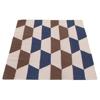 Mallery Geometric Handmade Kilim Wool Brown/Beige/Blue Area Rug - Image 0