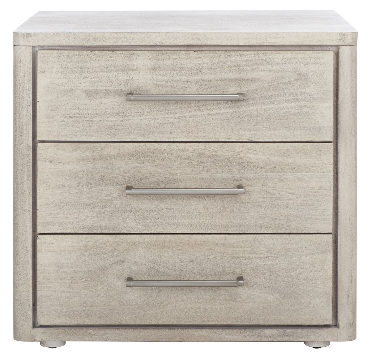Rosey 3 Drawer Wood Nightstand - Light Grey - Image 0