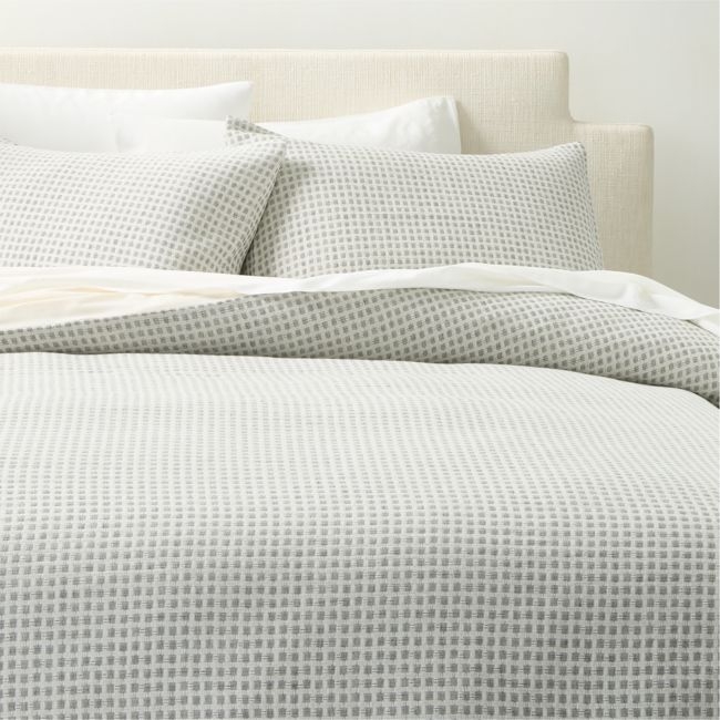 Sadira Organic Cotton Jacquard White with Black King Duvet Cover - Image 0