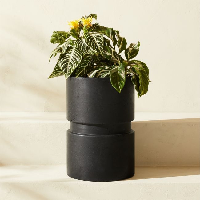 Argo Round Black Cement Indoor/Outdoor Planter Small - Image 0