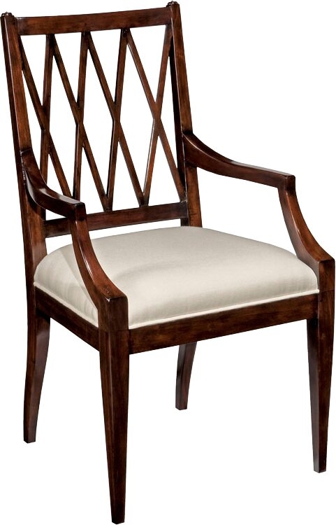 Woodbridge Furniture Addison Linen Upholstered Cross Back Arm Chair - Image 0