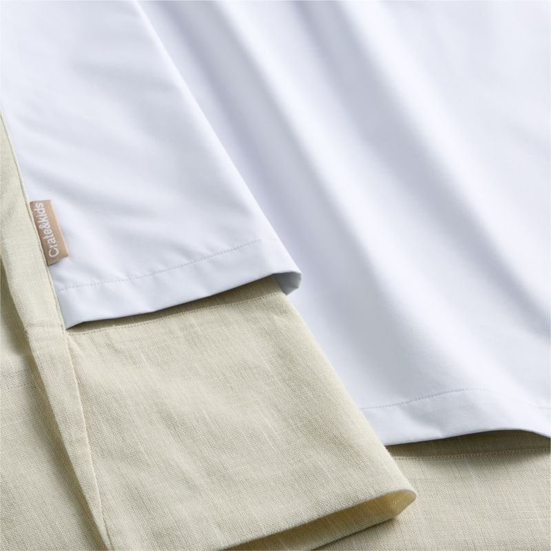 Stone Tan Textural Organic Cotton Chambray Blackout Window Curtain Panel 44"x63" - Image 4