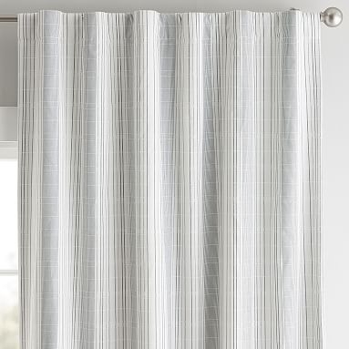 Riley Stripe Blackout Curtain Panel, 96", Navy/White - Image 0