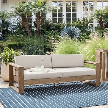 Portside Outdoor 85 in Sofa, Driftwood - Image 1