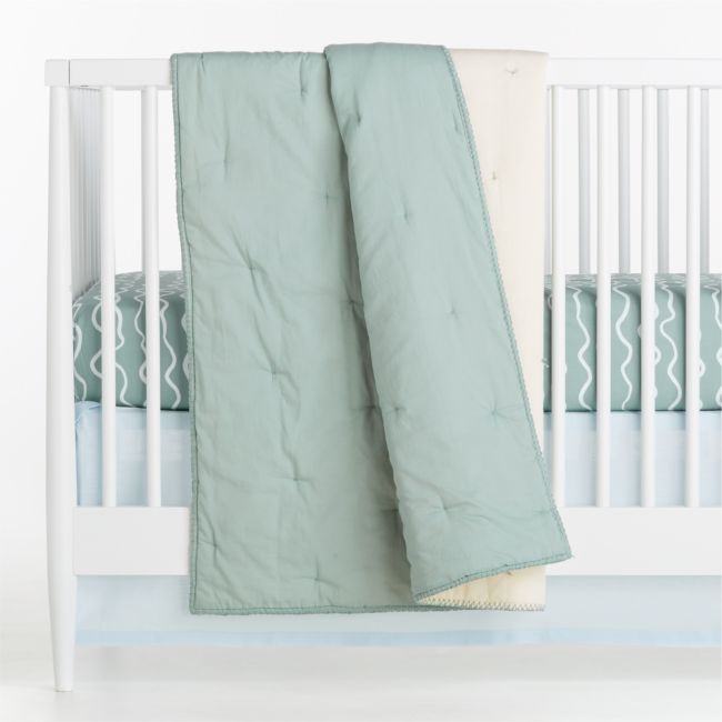 Blue Mini Tuft Organic Crib Blanket - Image 1