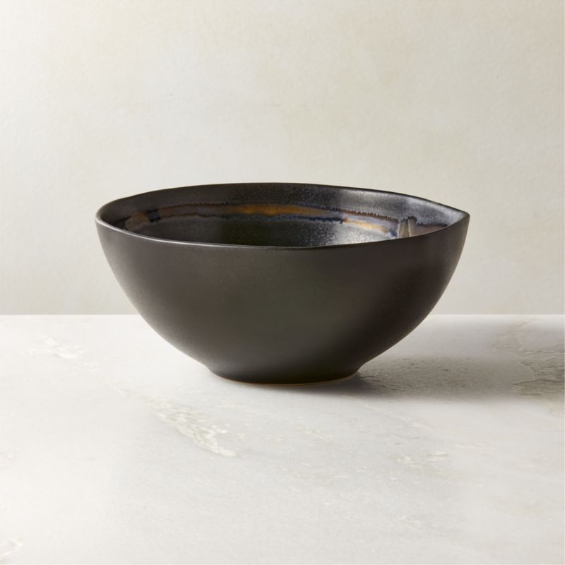 Hyacinth Black Soup Bowls with Reactive Glaze Set of 6 - Image 1