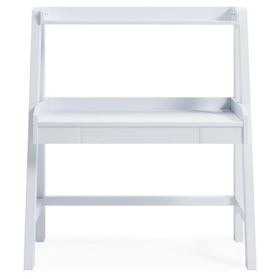 Desk And Hutch With Ladder Design And Guarded Top, White - Image 0